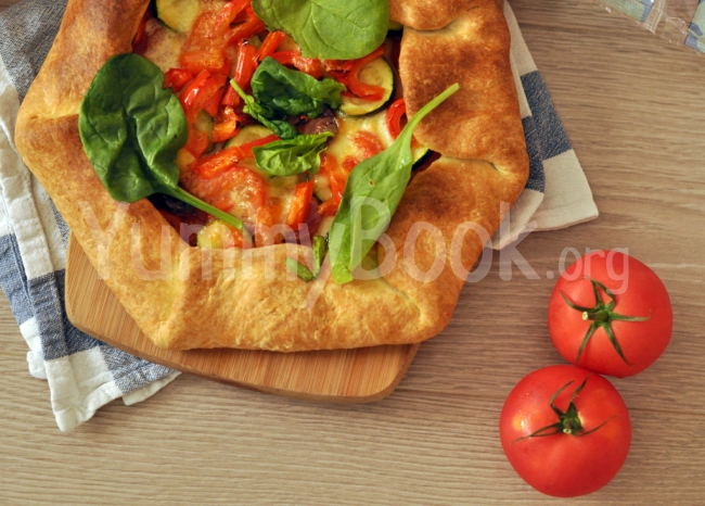 Galette with Salami, Mozzarella and Vegetables